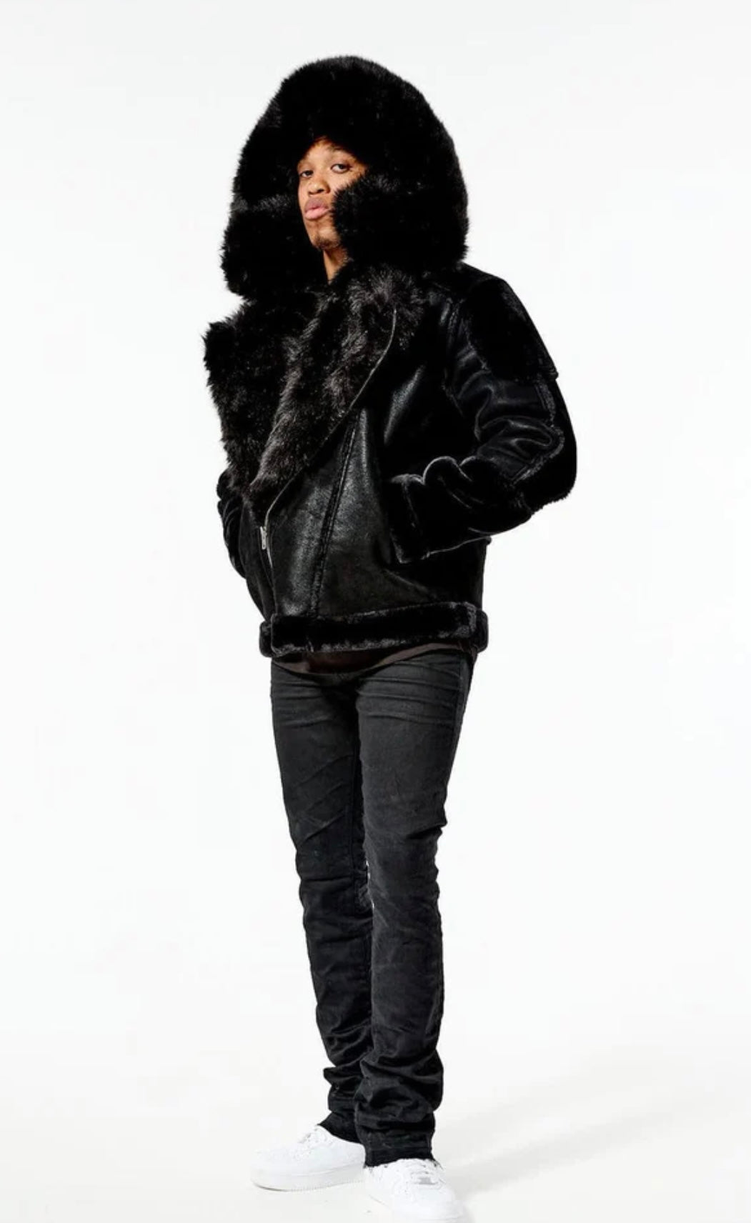 EL JEFE SHEARLING MOTO JACKET (BLACK)