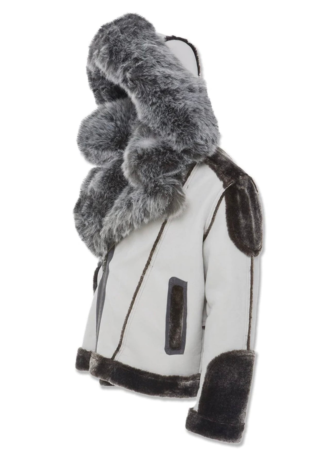 EL JEFE SHEARLING MOTO JACKET (LIGHT GREY )