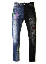 Load image into Gallery viewer, Aspen Limited Premium Washed Half and Half Skinny Denim Pants.