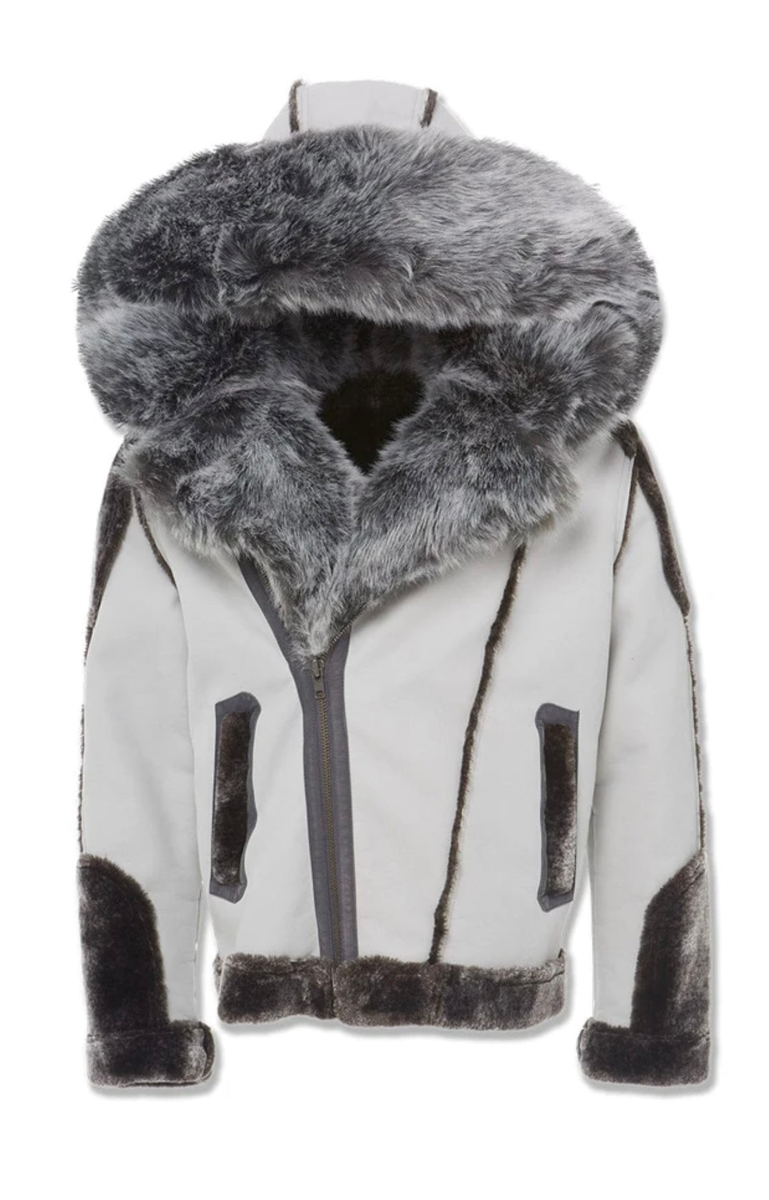 EL JEFE SHEARLING MOTO JACKET (LIGHT GREY )