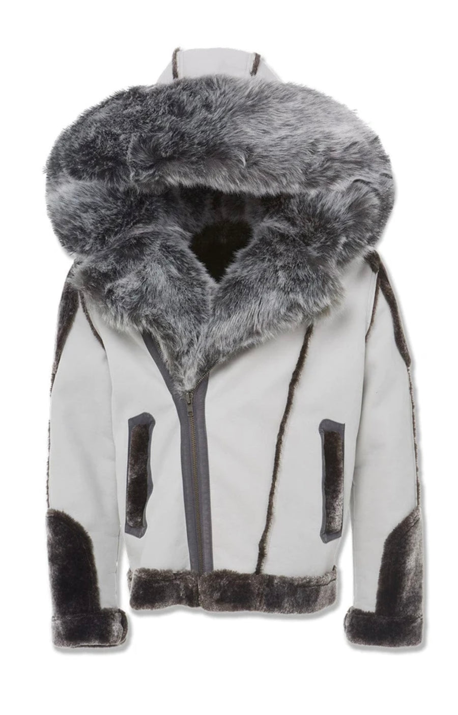 EL JEFE SHEARLING MOTO JACKET (LIGHT GREY )