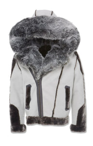 EL JEFE SHEARLING MOTO JACKET (LIGHT GREY
