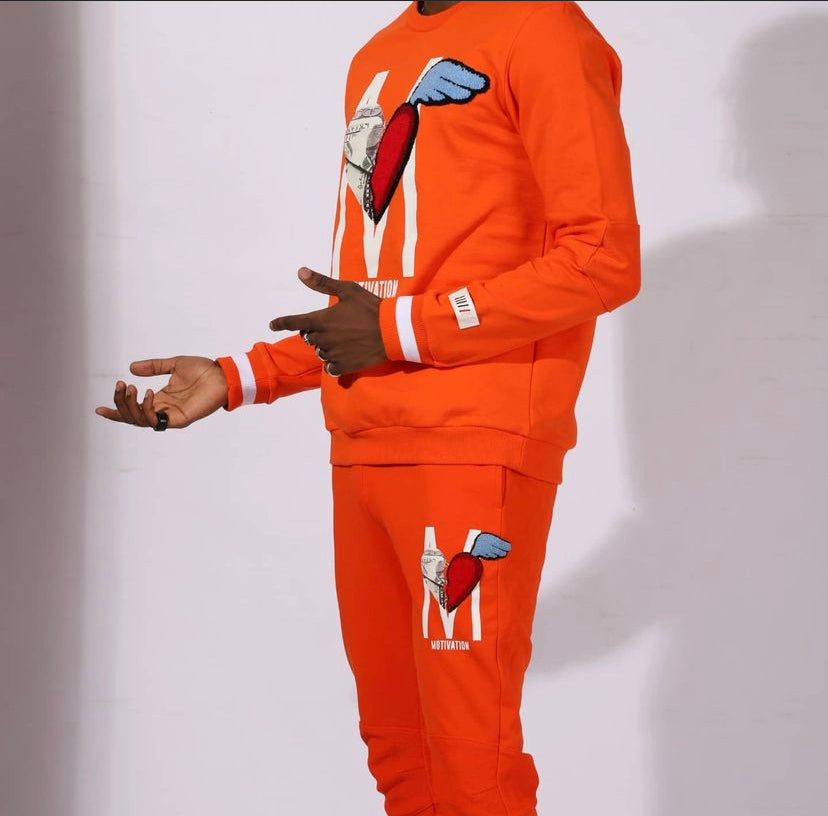 FLC&P132 MOTIVATION ORANGE CREWNECK SET