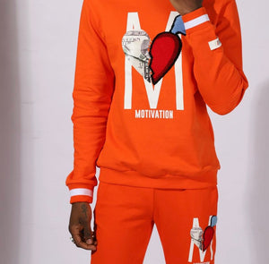 FLC&P132 MOTIVATION ORANGE CREWNECK SET