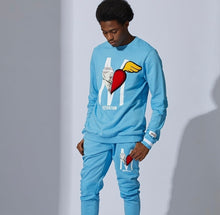 Load image into Gallery viewer, FLC&amp;P132 MOTIVATION SEA BLUE CREWNECK SET